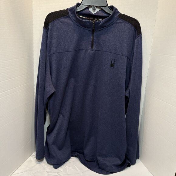 Spyder Other - Spyder Active ProW B Men's Blue 1/4 Zip Long Sleeve Logo Fleece Top Size 2XL
